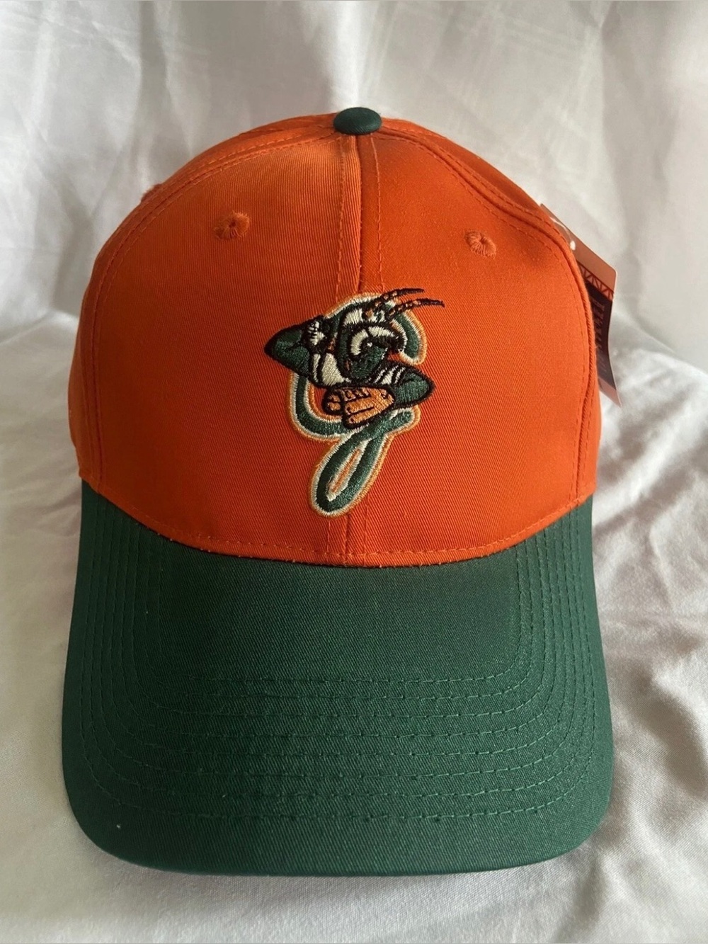 Unbranded Orange and Green Baseball Cap with Embroidered Reptile Logo